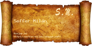 Seffer Milán névjegykártya